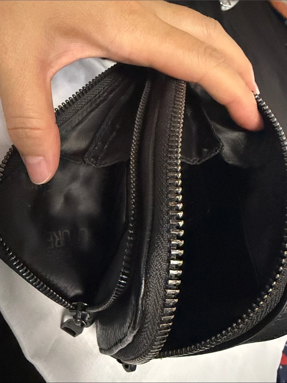 Versace Jeans Couture Black Leather Small Crossbody Cell phone bag
